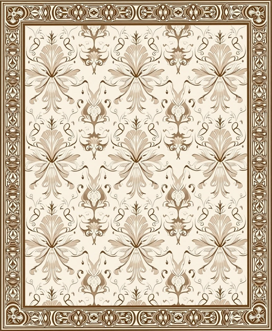 Ornate Floral Damask Pattern Rug