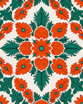 Vibrant Floral Pattern with Leaf Accents Rug