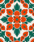Vibrant Floral Pattern with Leaf Accents Rug