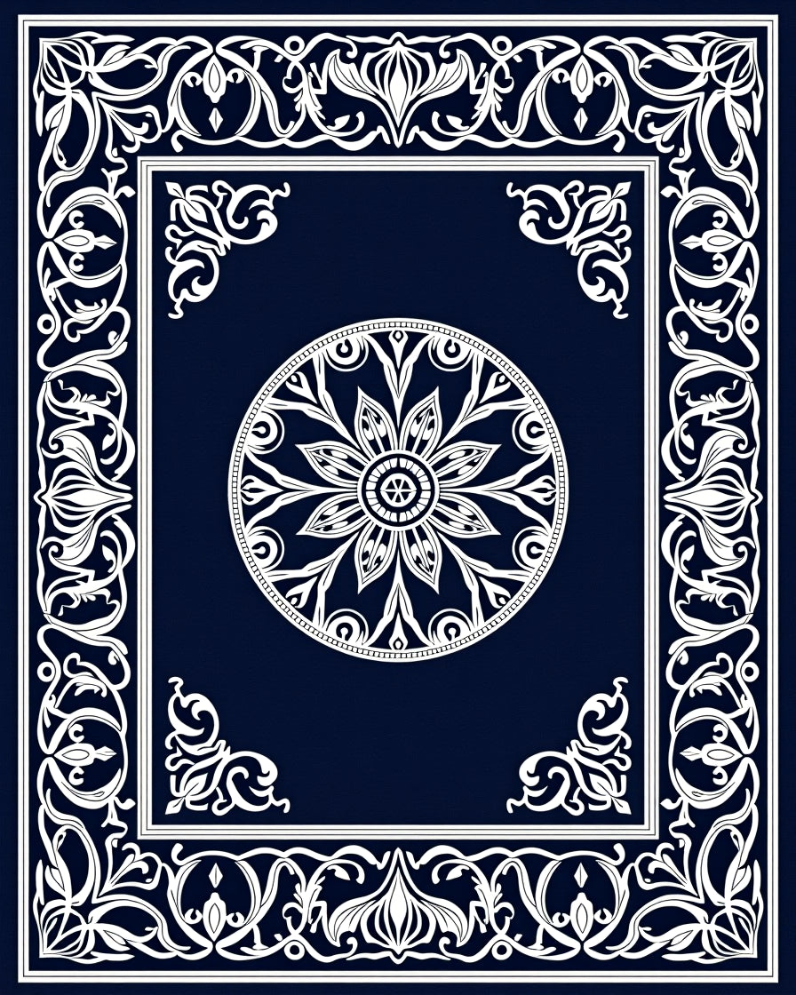Intricate Floral Medallion Border Rug