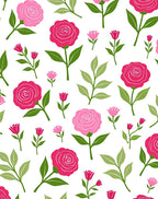 Pink Rose Floral Patterned Design Rug