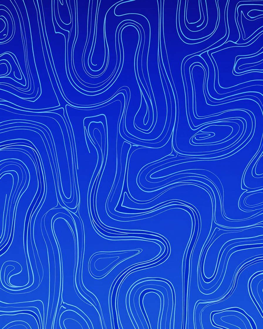 Bold Blue Abstract Contour Pattern Rug