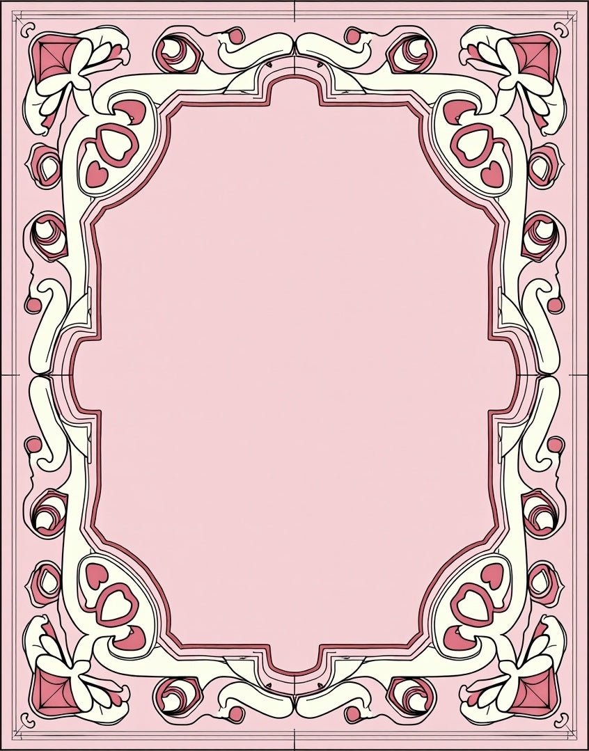 Art Nouveau Floral Pink Cream Rug