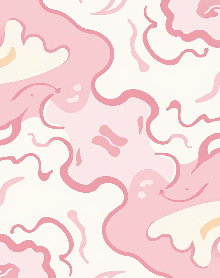 Playful Pink Swirl Organic Pattern Rug