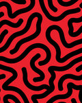 Bold Red Black Wavy Pattern Design Rug