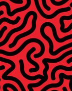 Bold Red Black Wavy Pattern Design Rug