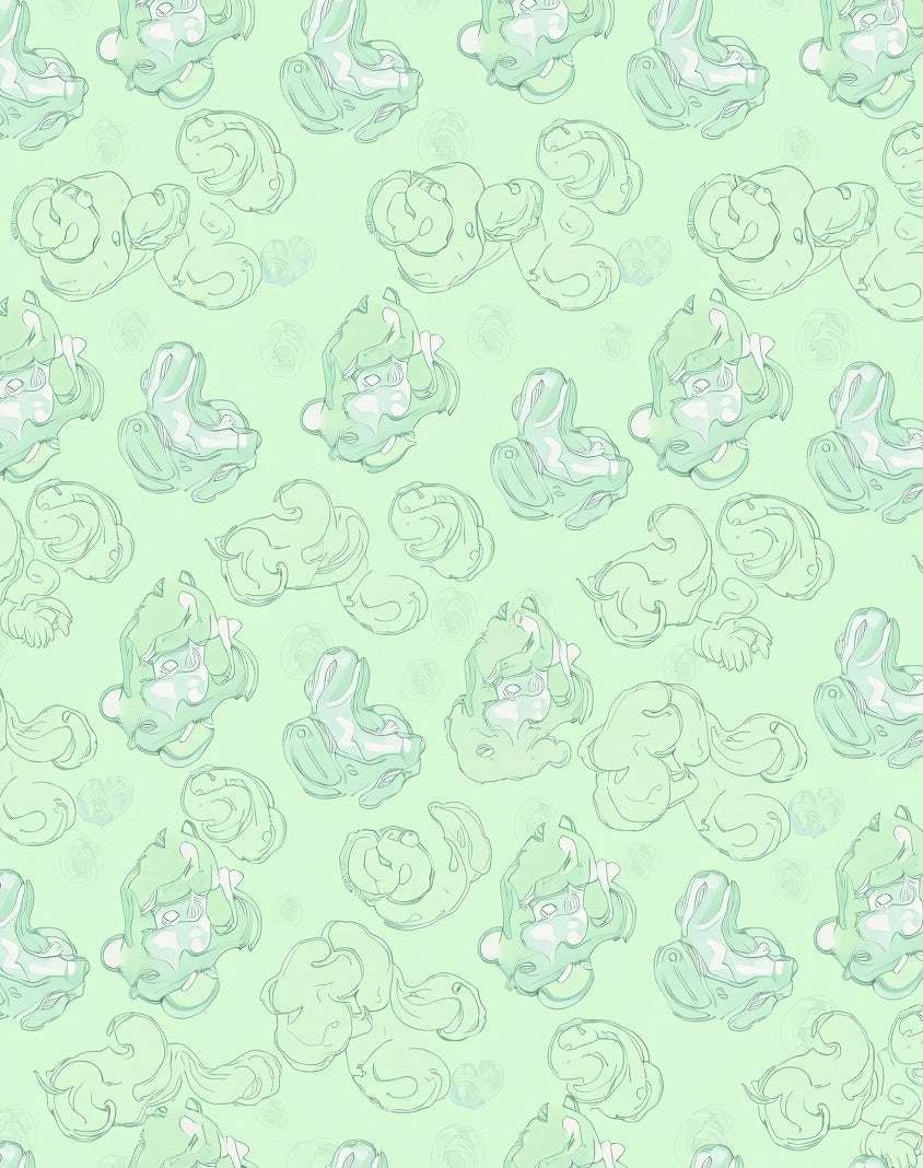 Cute Pastel Green Cloud Creatures Rug