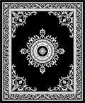 Ornate Monochromatic Mandala Border Design Rug