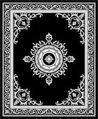 Ornate Monochromatic Mandala Border Design Rug