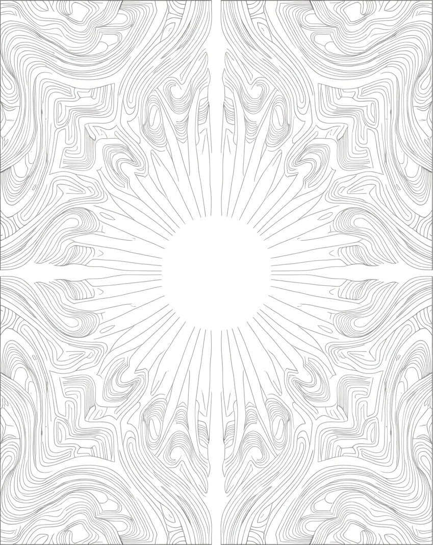 Abstract Wavy Sunburst Pattern Rug