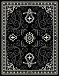 Elegant Black White Floral Swirl Rug