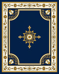Ornate Blue and Gold Floral Medallion Rug