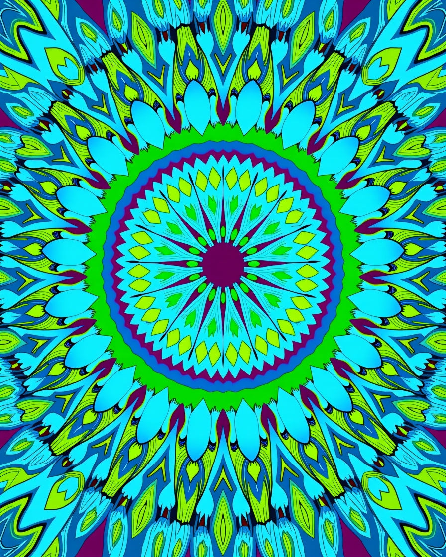 Vibrant Radial Abstract Floral Design Rug