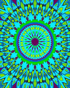 Vibrant Radial Abstract Floral Design Rug