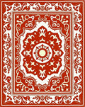 Red Cream Intricate Floral Design Rug