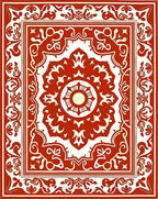 Red Cream Intricate Floral Design Rug