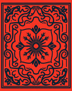 Elegant Red Swirling Floral Rug
