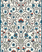 Intricate Floral Vines Cream Rug