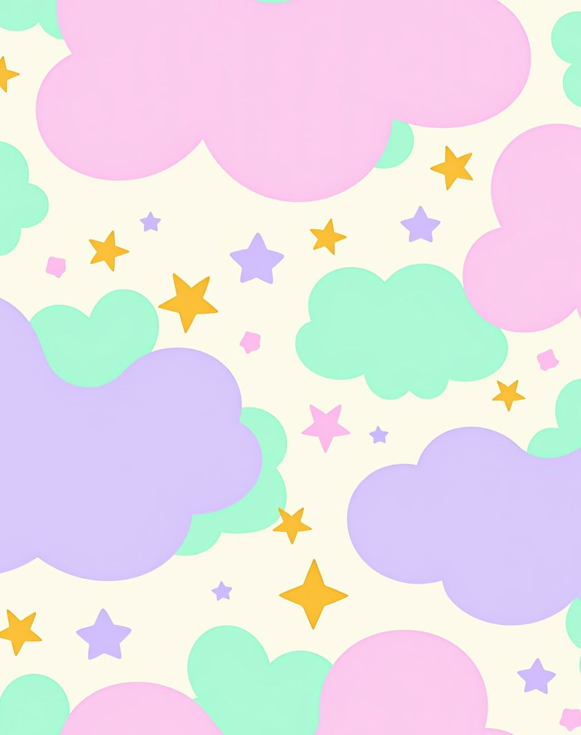 Pastel Cloud and Star Design Rug