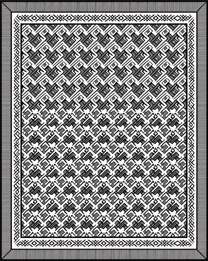 Monochrome Geometric Interlocking Pattern Rug