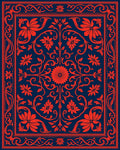 Crimson Floral Vine Pattern Rug