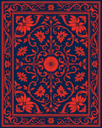 Crimson Floral Vine Pattern Rug