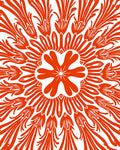 Abstract Orange Floral Sunburst Pattern Rug