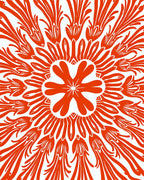 Abstract Orange Floral Sunburst Pattern Rug