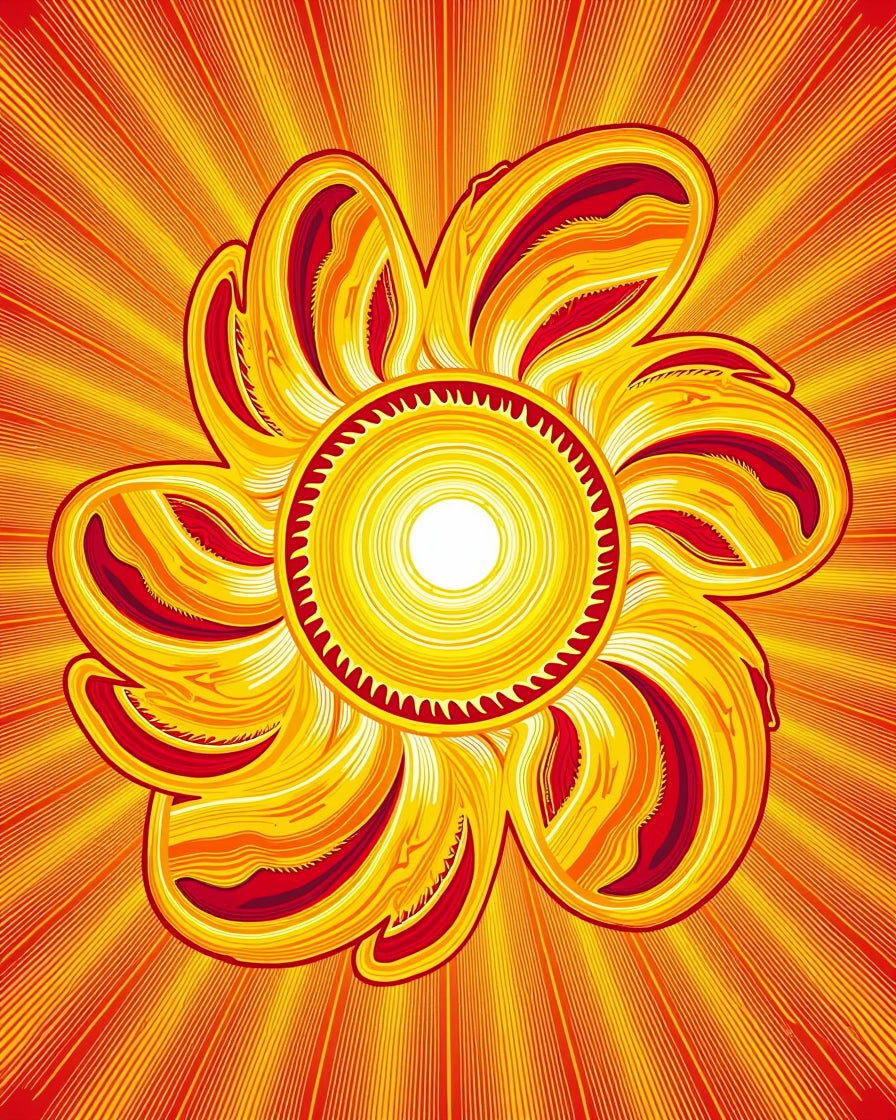 Vibrant Sunburst Floral Pattern Rug
