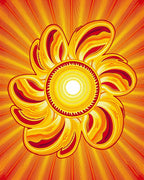 Vibrant Sunburst Floral Pattern Rug