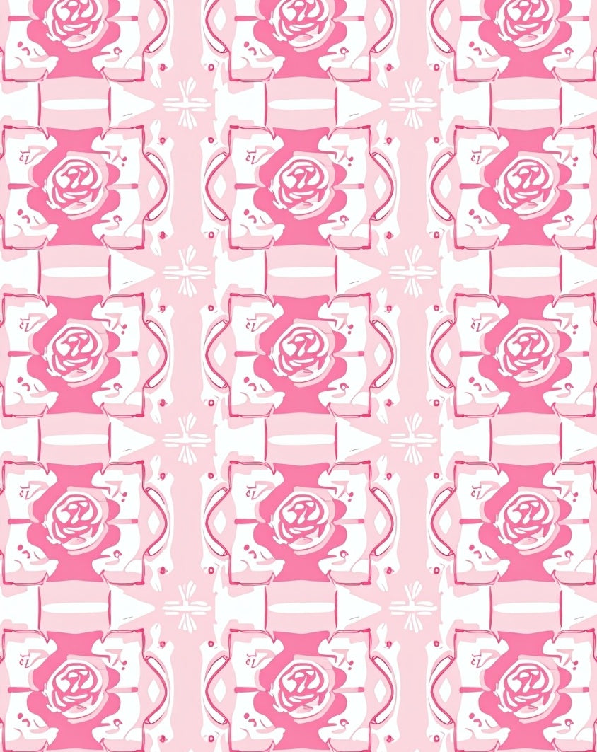 Pink Floral Abstract Pattern Rug