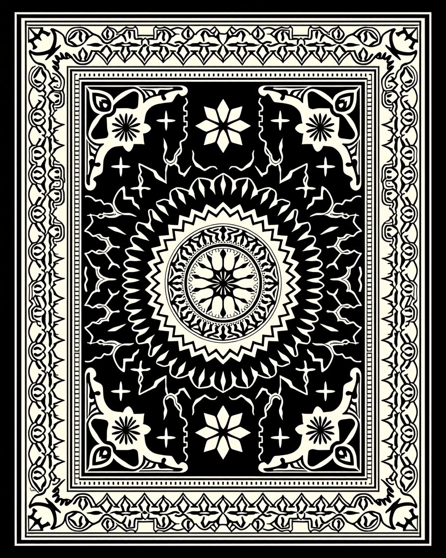 Intricate Mandala Border Design Rug
