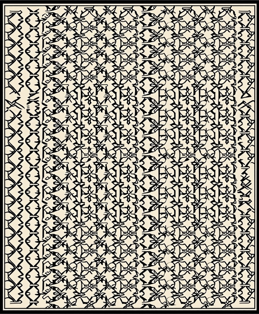 Abstract Black Interlocking Geometric Design Rug