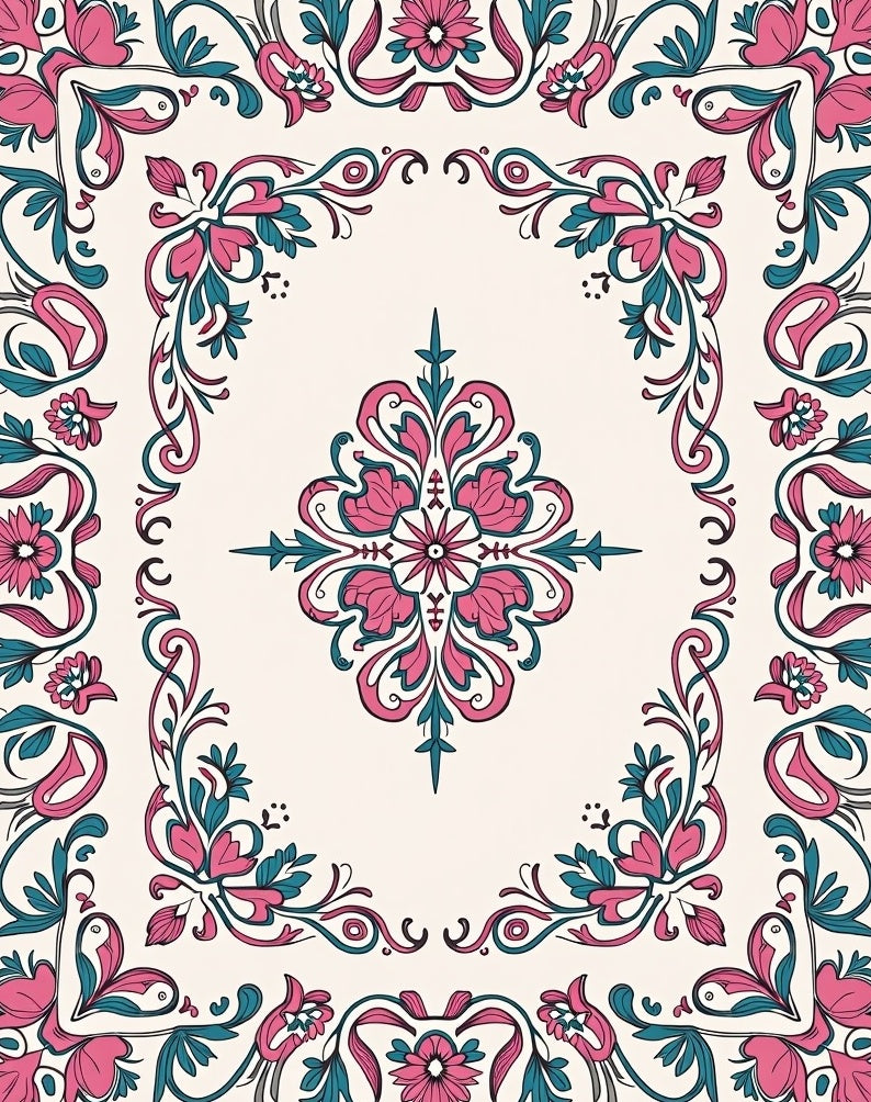 Ornate Floral Vines Pattern Rug