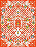Geometric Mandala Style Orange and Yellow Rug