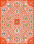 Geometric Mandala Style Orange and Yellow Rug