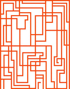 Modern Geometric Orange Line Pattern Rug