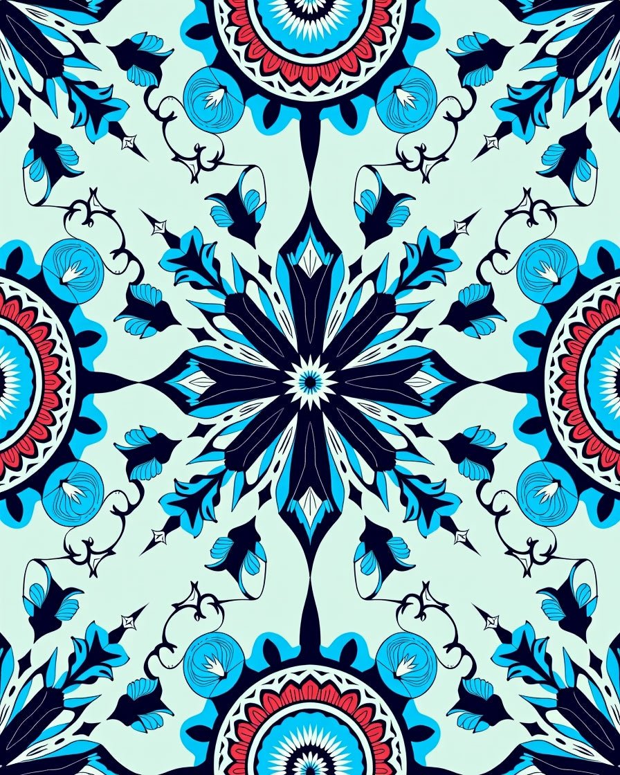 Intricate Floral Mandala Pattern Design Rug