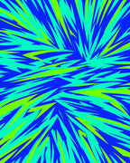 Jagged Abstract Blue Green Pattern Rug