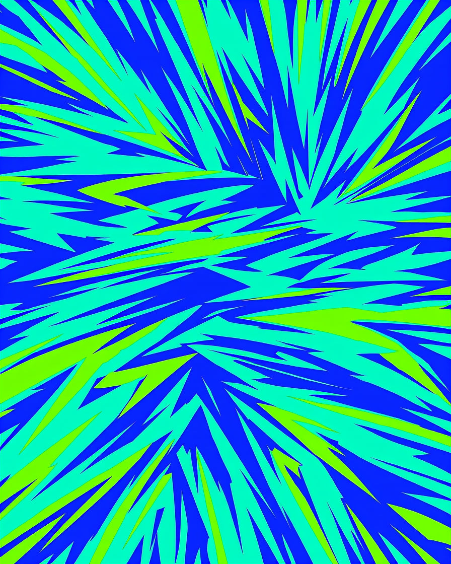 Jagged Abstract Blue Green Pattern Rug