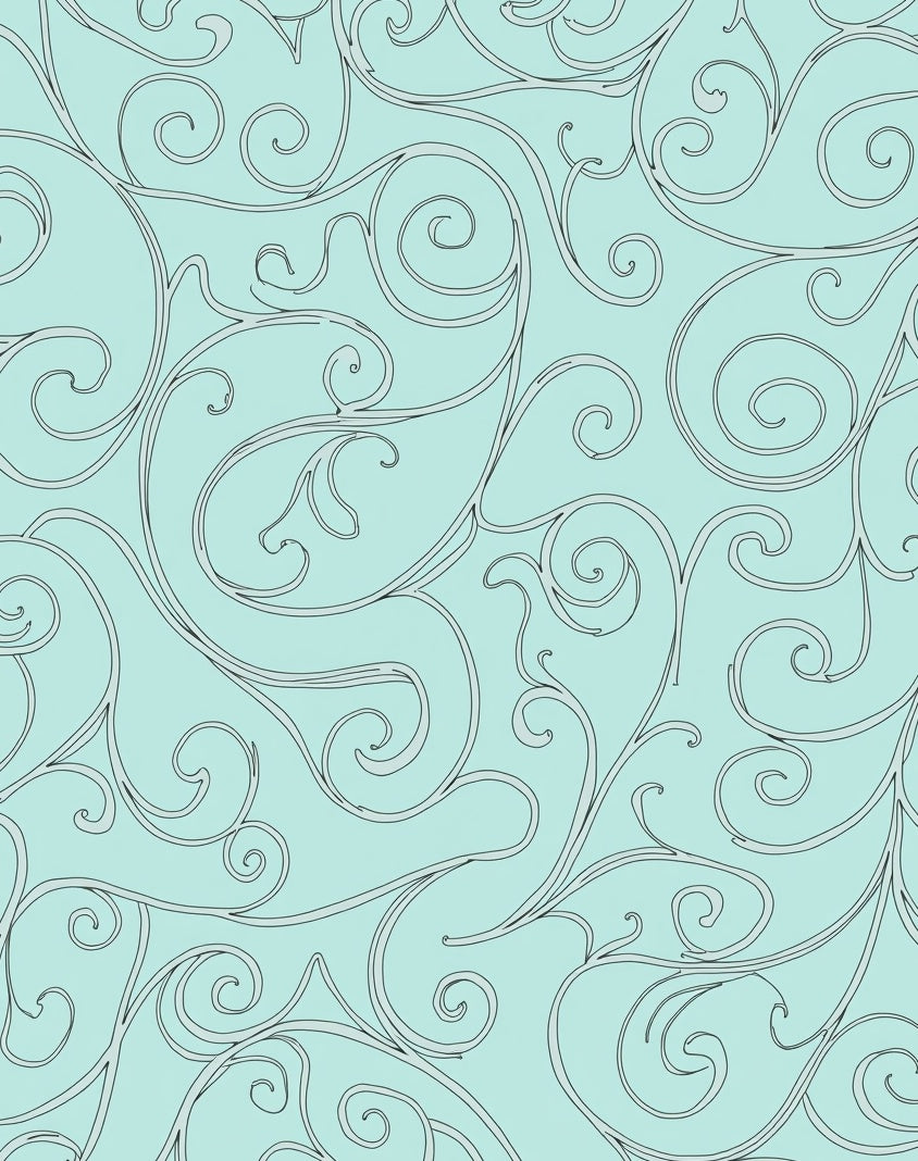 Aqua Swirl Elegant Scroll Pattern Rug