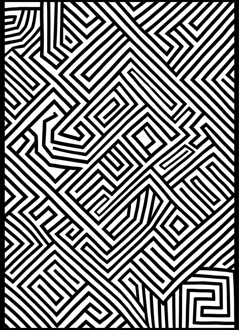 Black And White Optical Illusion Motif Rug