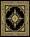 Ornate Floral Scrollwork Black Gold Rug