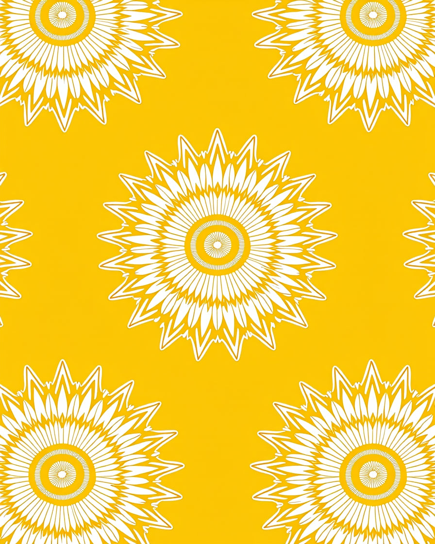 Radiant Sunburst Floral Pattern Rug