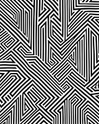 Black and White Geometric Maze Pattern Rug