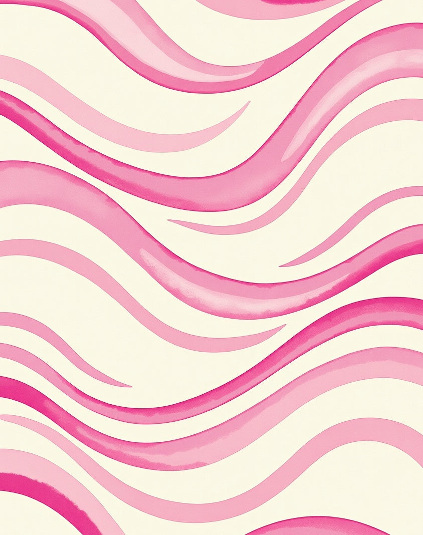 Pink Watercolor Waves Pattern Rug