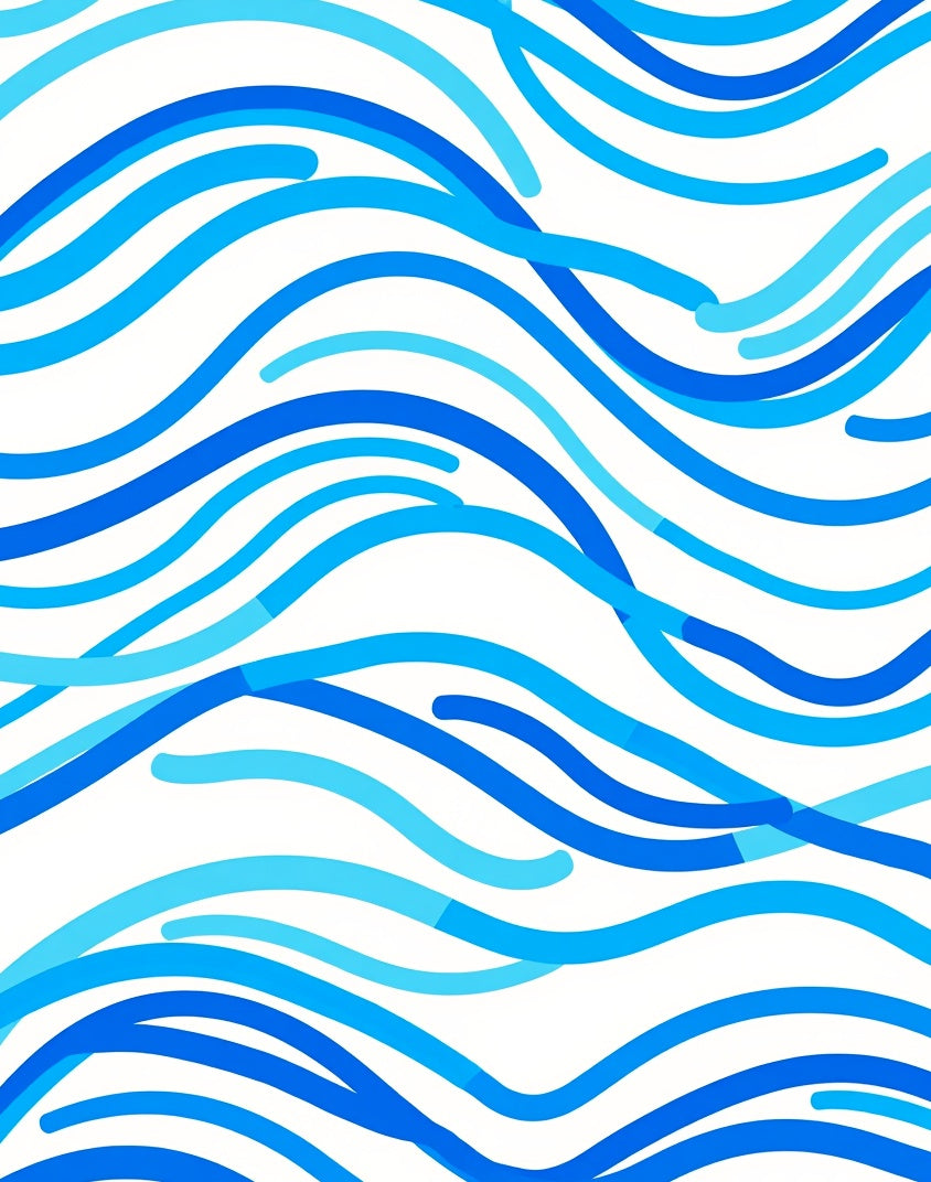 Abstract Blue Waves Pattern Rug