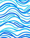 Abstract Blue Waves Pattern Rug