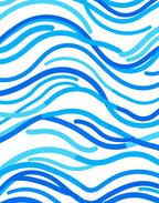 Abstract Blue Waves Pattern Rug