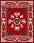 Crimson Snowflakes Festive Forest Border Rug